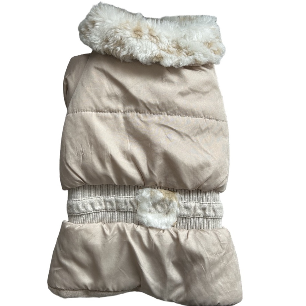 Companion Road Dog Coat Medium Tan Winter Puffer Jacket Faux Fur Collar